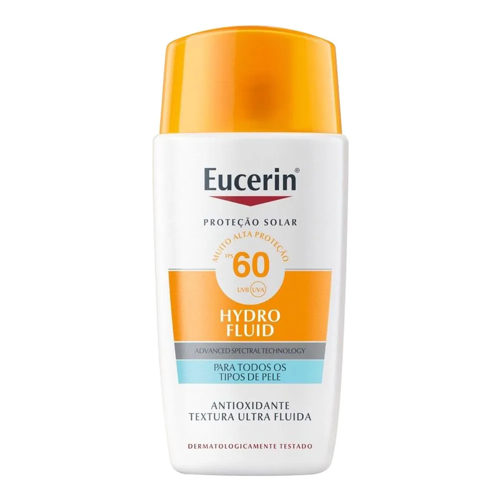 Protetor Solar Facial Facial Eucerin FPS 60 Hydro Fluid 50ml Ultra Fluido - Drogarias Pacheco