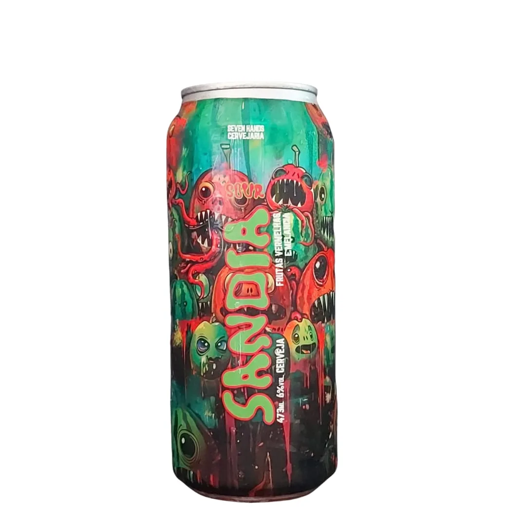 Cerveja Seven Hands Sandia Imperial Sour Frutas Vermelhas e Melancia 473 ml