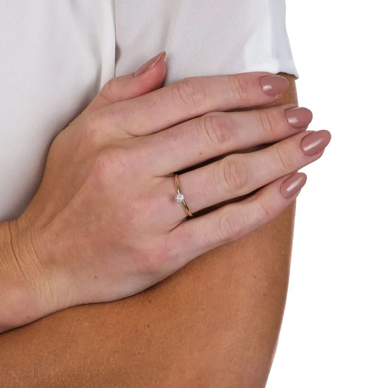 Anel Solitário de Ouro 10K Calice com Zirconia - AN20340