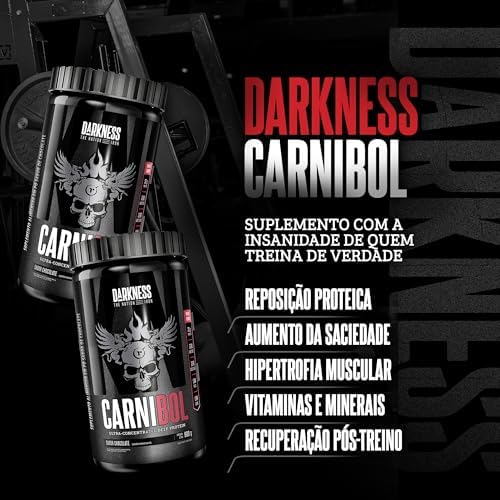 DARKNESS Carnibol Proteína Ultra Concentrada de Carne em Pó Sabor Chocolate - Complemento Proteico de Alto Rendimento - Ganho de Massa Muscular e Aumento de Força - Pote 900g
