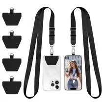 Cordão de telefone Doormoon, alça de pescoço ajustável universal preta