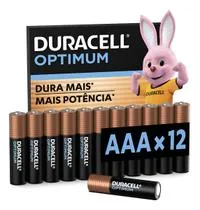 Pilha Optimum AAA Palito Duracell Com 12 Unidades
