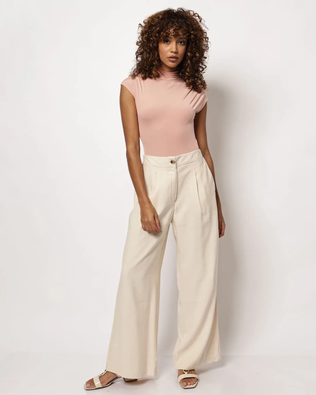 Calça Feminina Wide Leg Berry & Co. Bege