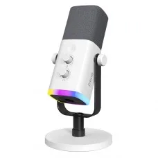 Microfone Gamer Fifine AmpliGame AM8W, USB/XLR, RGB, Branco