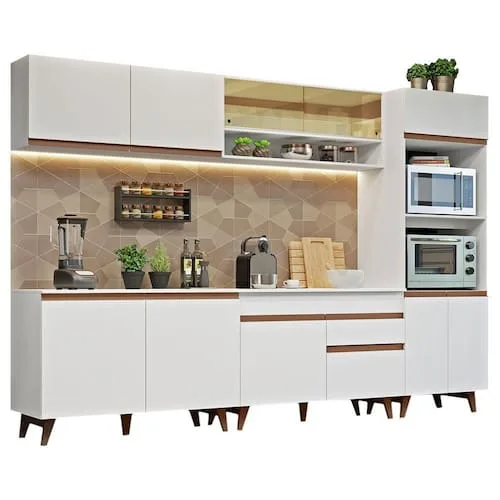 Cozinha Completa Madesa Reims 310002 com Armário e Balcão - Branco