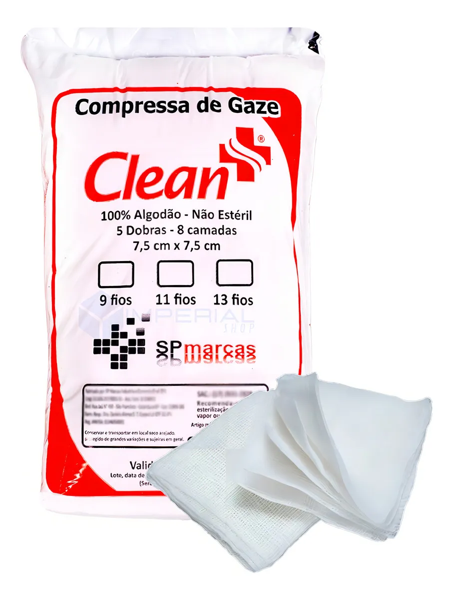 Compressas De Gazes 13 Fios Com 500 Unidades Pacote Curativo