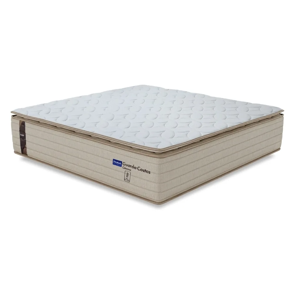Colchão Casal Probel Molas Ensacadas Pillow Top 138x188x30cm Guarda Costas Genova Branco/Bege