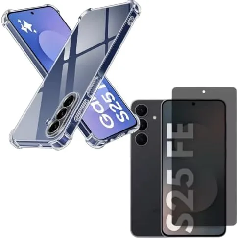 Kit Capa Capinha Bordas Anti Impacto e Película Privacidade para Samsung Galaxy S25 FE - Bluepink
