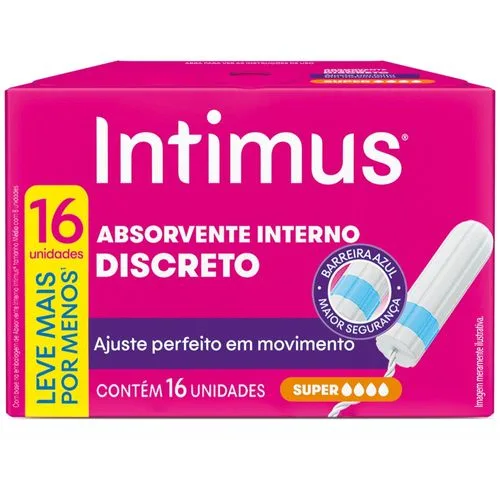 Absorvente Interno Super 16 Unidades (Leve 16 Pague 15) Cobertura Dermoseda Intimus