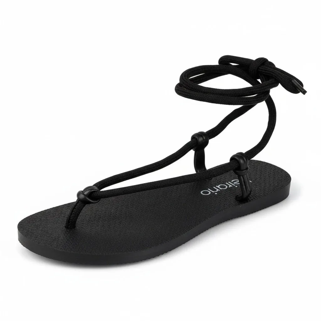 Sandalia Chinelo Beira Rio Cadarco de Amarrar Feminino Preto