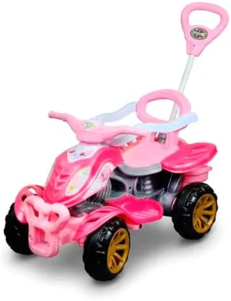 Quadriciclo Carrinho de passeio infantil Gatinha Star Empurrador Pedal e Buzina