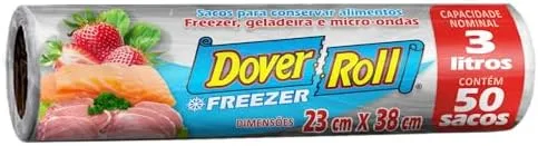 Freezer-Roll Saco Para Alimentos 3 Litros Transparente Rolo Com 50 Sacos Cada