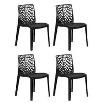 kit 4 Cadeiras Gruvyer Design Preto Sala Cozinha Jantar