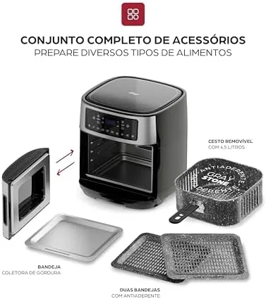 WAP Fritadeira Elétrica Air Fryer OVEN DIGITAL 12 Litros, com 10 Funções, sem Óleo, Antiaderente, 2000W 220V