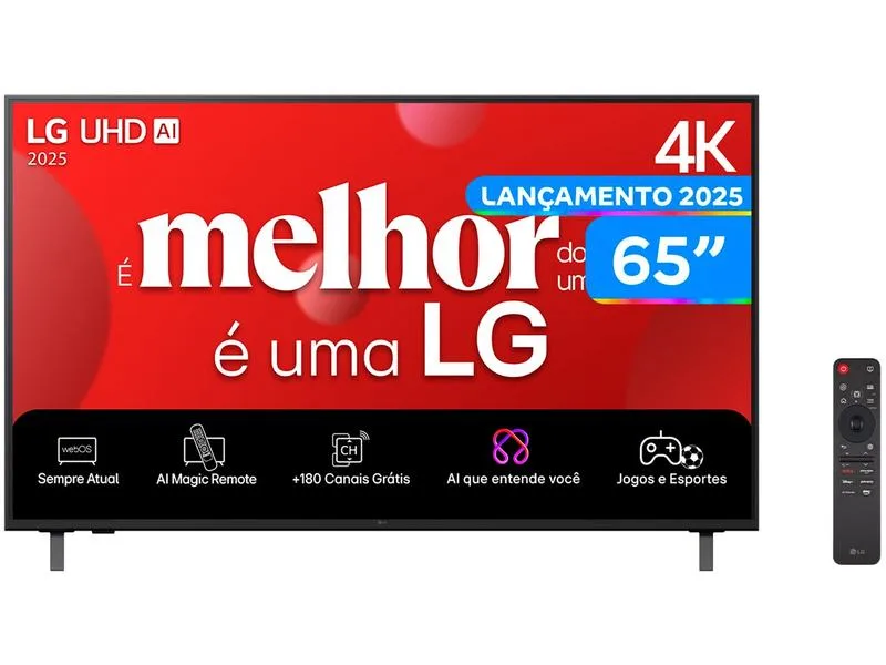 Smart TV 65" LG 4K Ultra HD 65UA8550PSA webOS 25 AI Processor 4K Gen8 com Alexa 3 HDMI