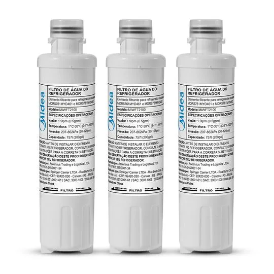 Kit 3 Unidades - Filtro de Água para Geladeira Midea - 2203