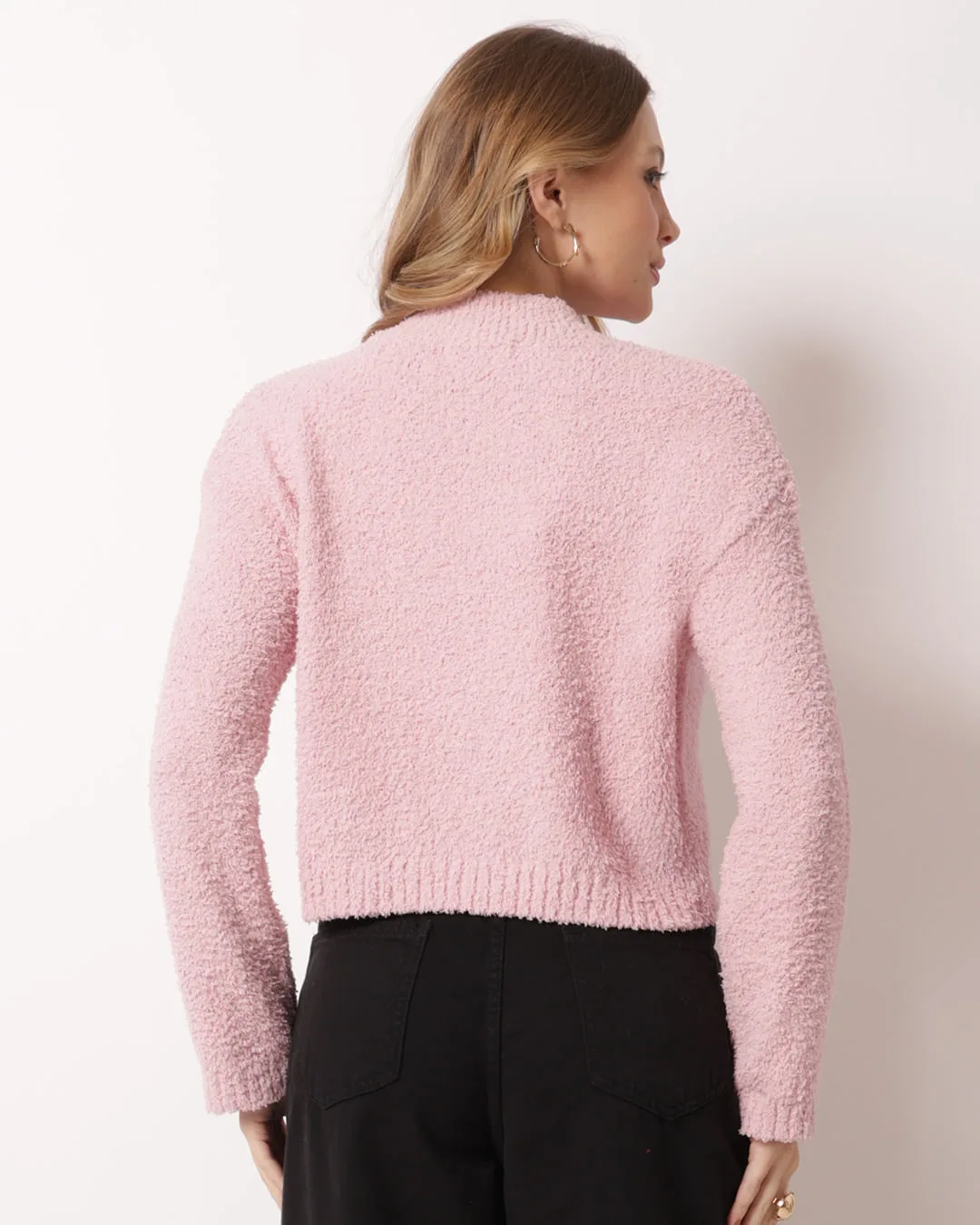 Suéter Feminino Tricô Chenille Rosa