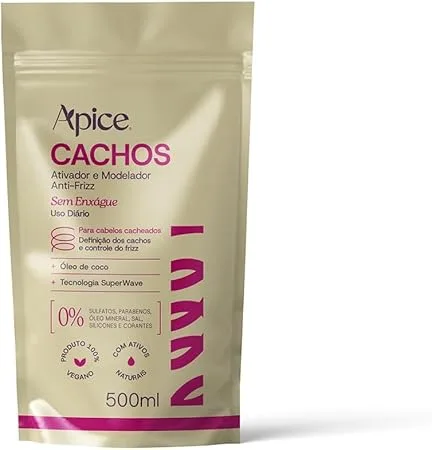 Ápice Ativador e Modelador de Cachos Anti-Frizz Essence Cachos Refil Econômico | Definição e Brilho | 500ml