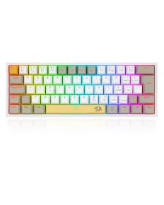Teclado Mecânico Redragon Fizz Switch Brown RGB C/Fio Amarelo Branco e Cinza