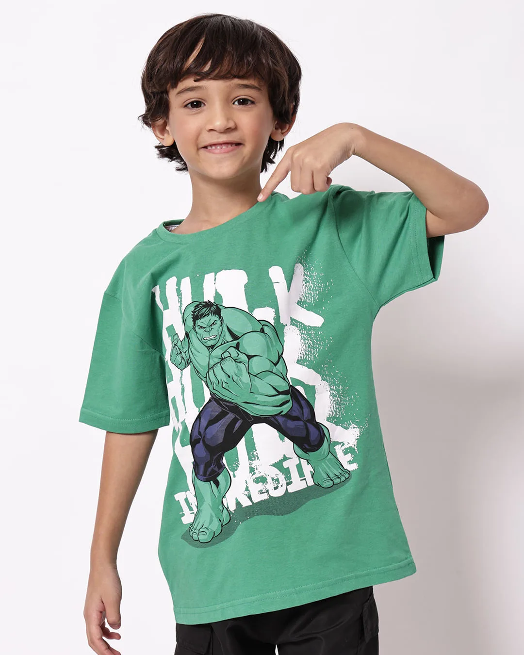 Camiseta Infantil Algodão Marvel Hulk Verde