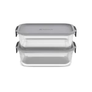Potes Herméticos de Vidro Electrolux Cinza Retangulares 2 Unidades Empilháveis Modulares
