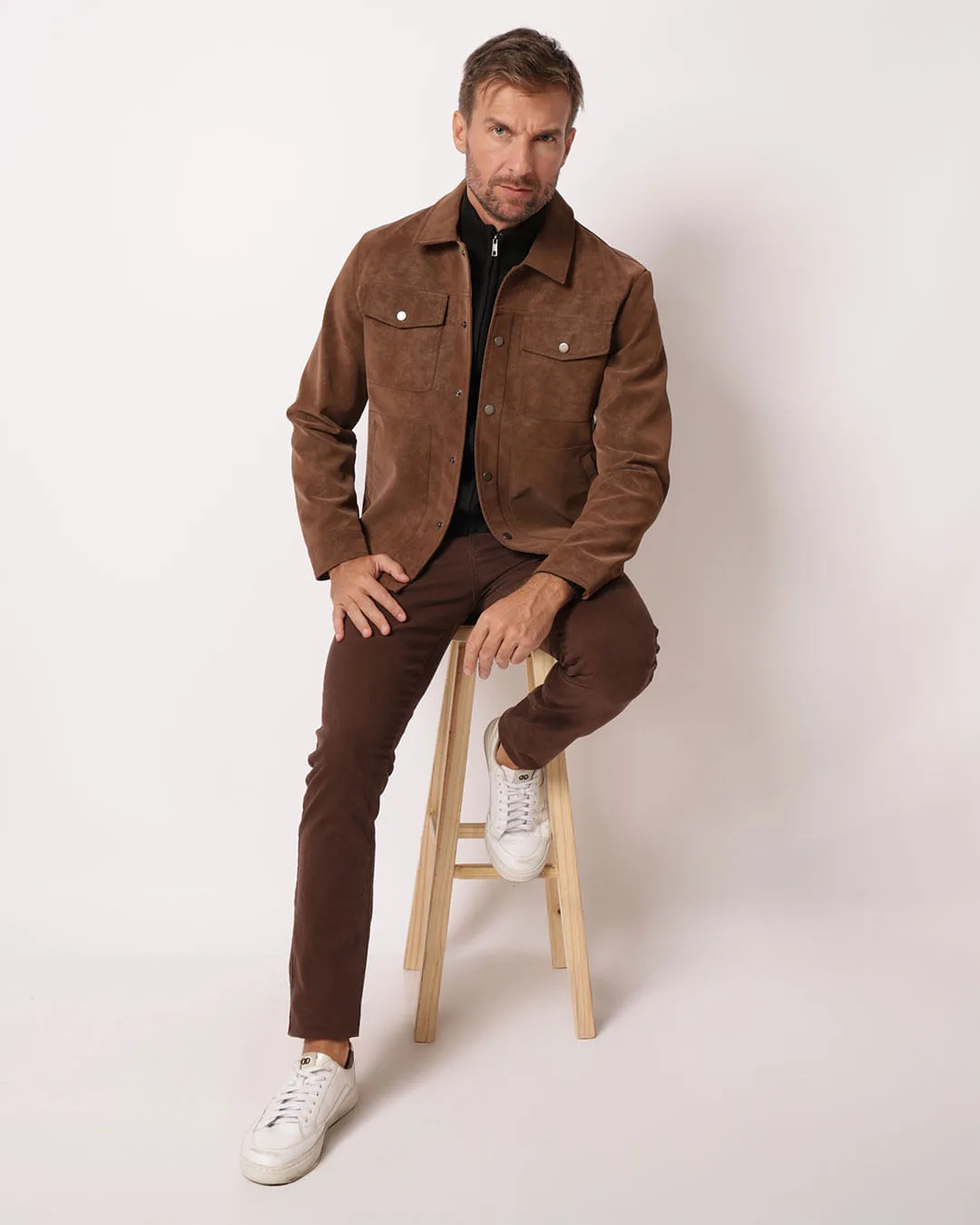Jaqueta Masculino PU Suede Marrom