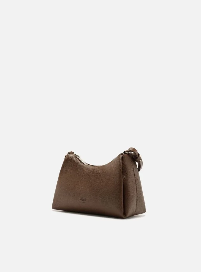 Bolsa Tiracolo Marrom Granulada Metais