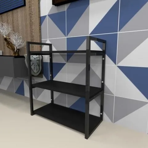 Estante Industrial - Aço Preto - 60x30x68cm - MDF Preto - Modelo Ind25pest