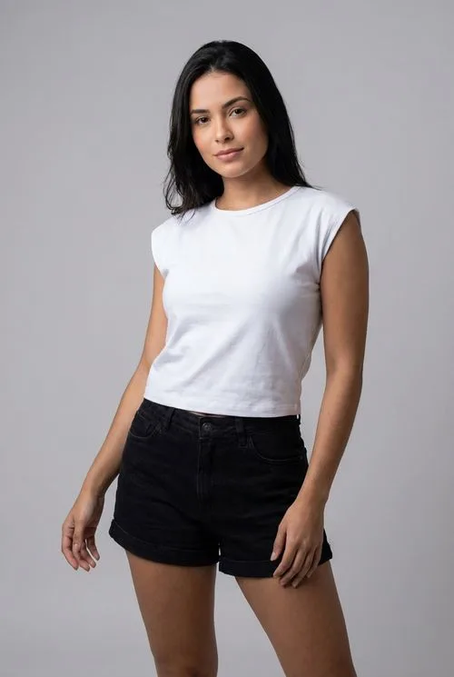 Blusa Muscle Tee Feminina Branca Cropped