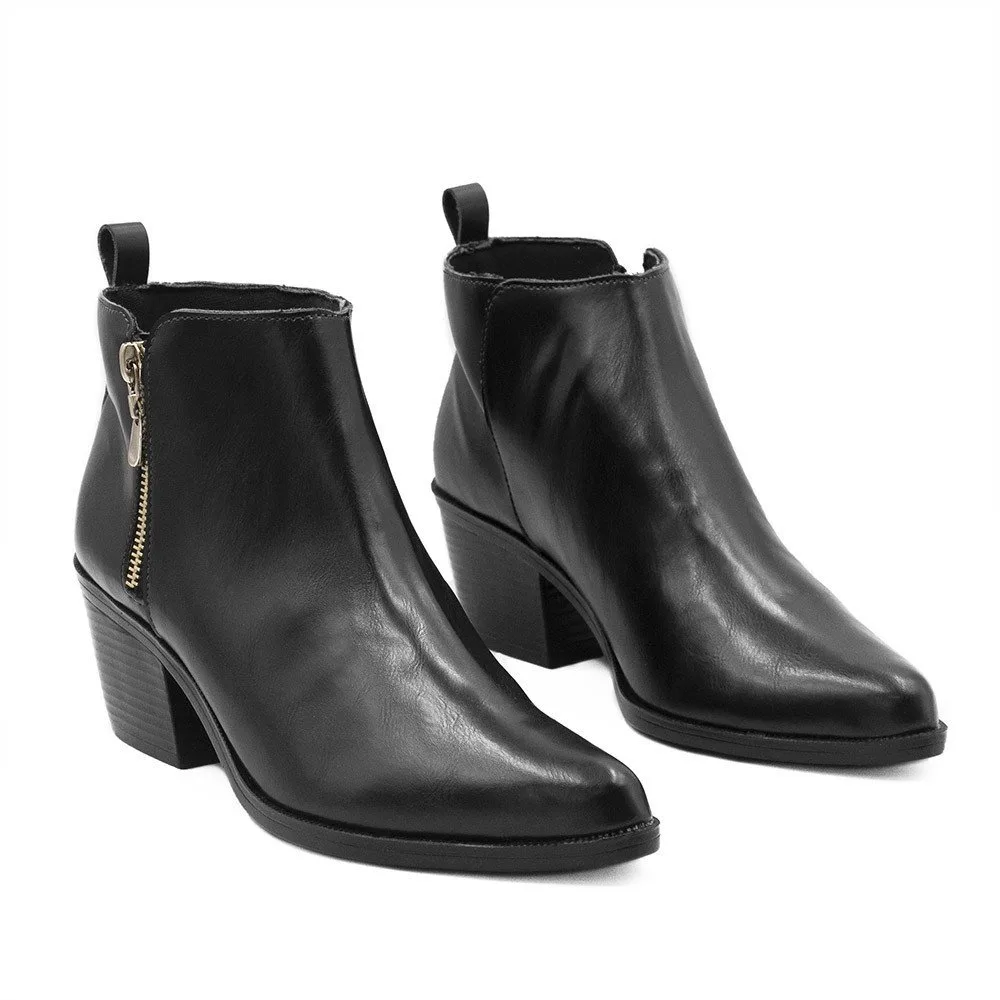Bota Zatta Bico Fino Cano Curto Country Hilda Preta Preto