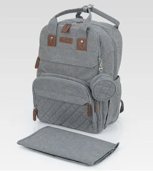 Mochila Maternidade com Trocador Cinza Twibex