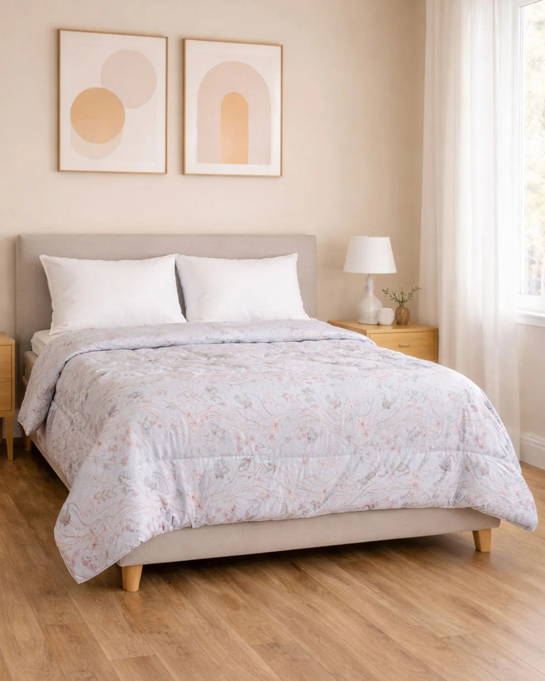 Edredom Casal Andreza Dupla Face Floral Azul