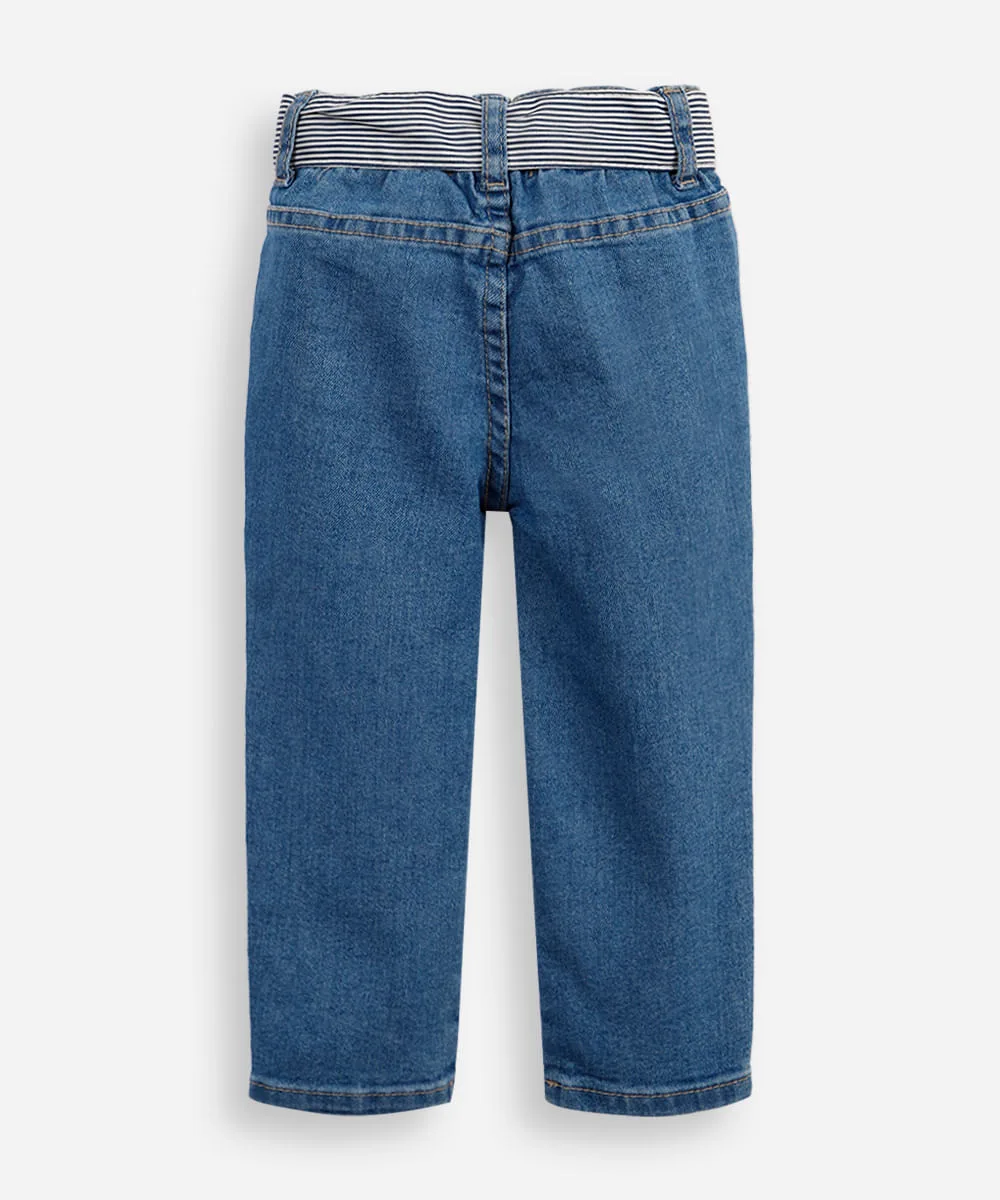 calça skinny infantil jeans com cinto faixa azul