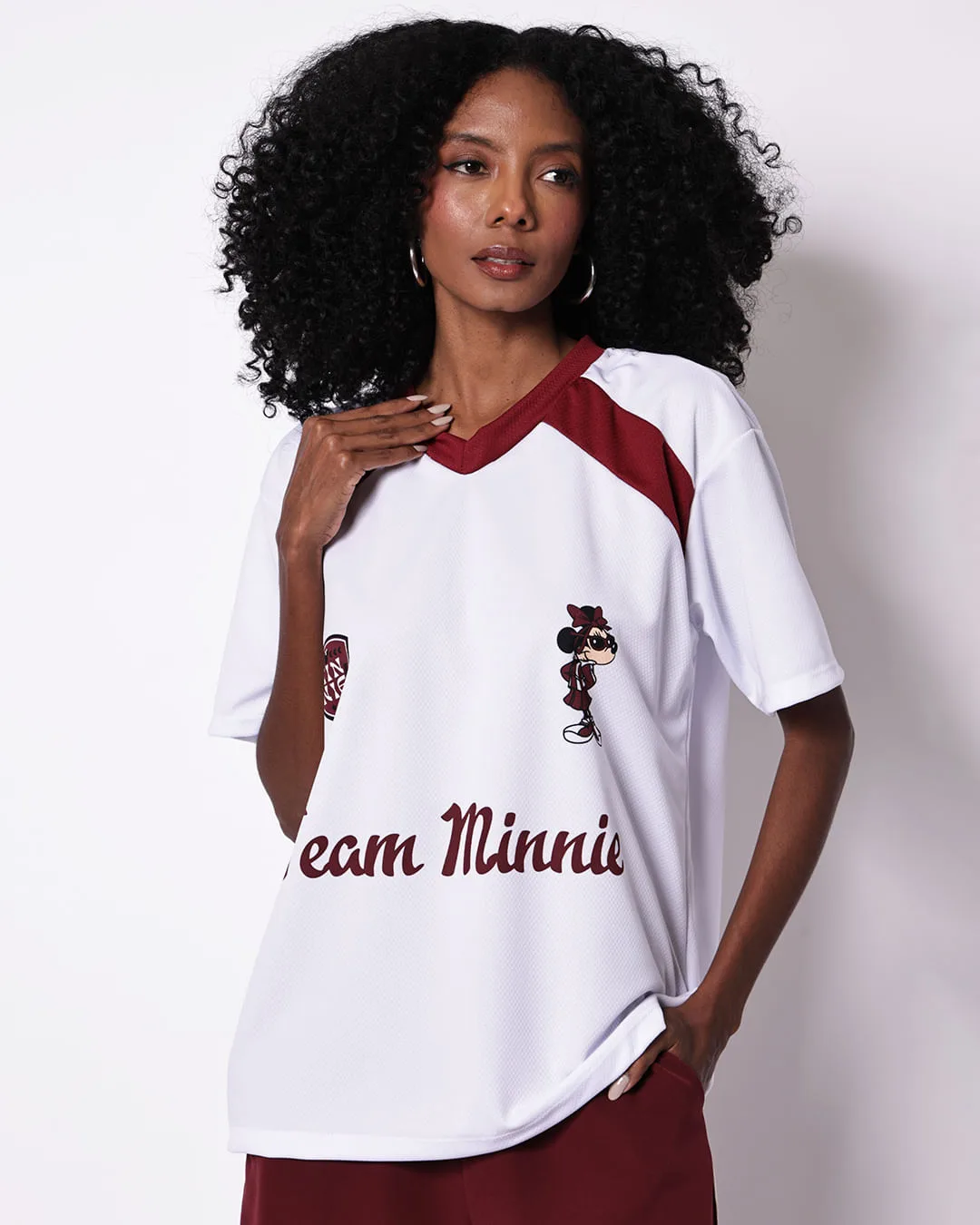 Camiseta Feminina Oversized Minnie Disney Branca