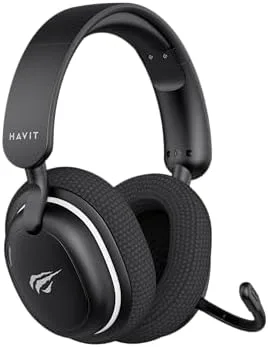 Havit Headset Gamer Fuxi H7SE, Sem Fio 2.4GHz e Bluetooth, Drivers 40mm, Microfone Destacável, 43h de Bateria, Preto, Compatível com PC, PS4, PS5, Switch