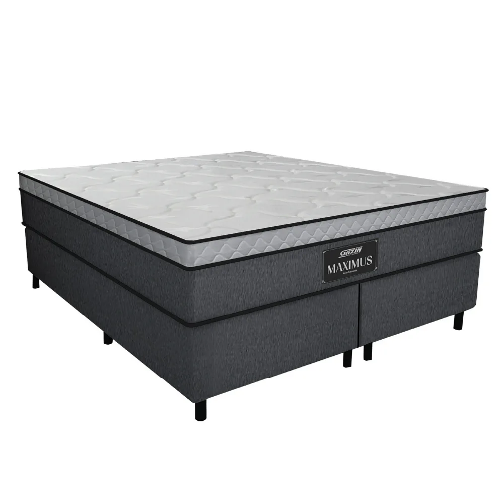 Cama Box Casal Queen Colchão Gazin Maximus Molas Ensacadas 158x198x62cm