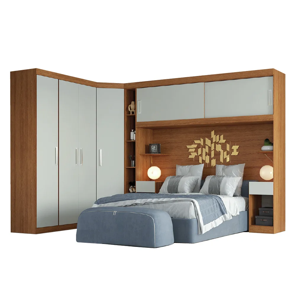 Guarda Roupas Modulado de Casal 1,38 com Cabeceira Genova Plus 6 Portas 4 gavetas Batrol