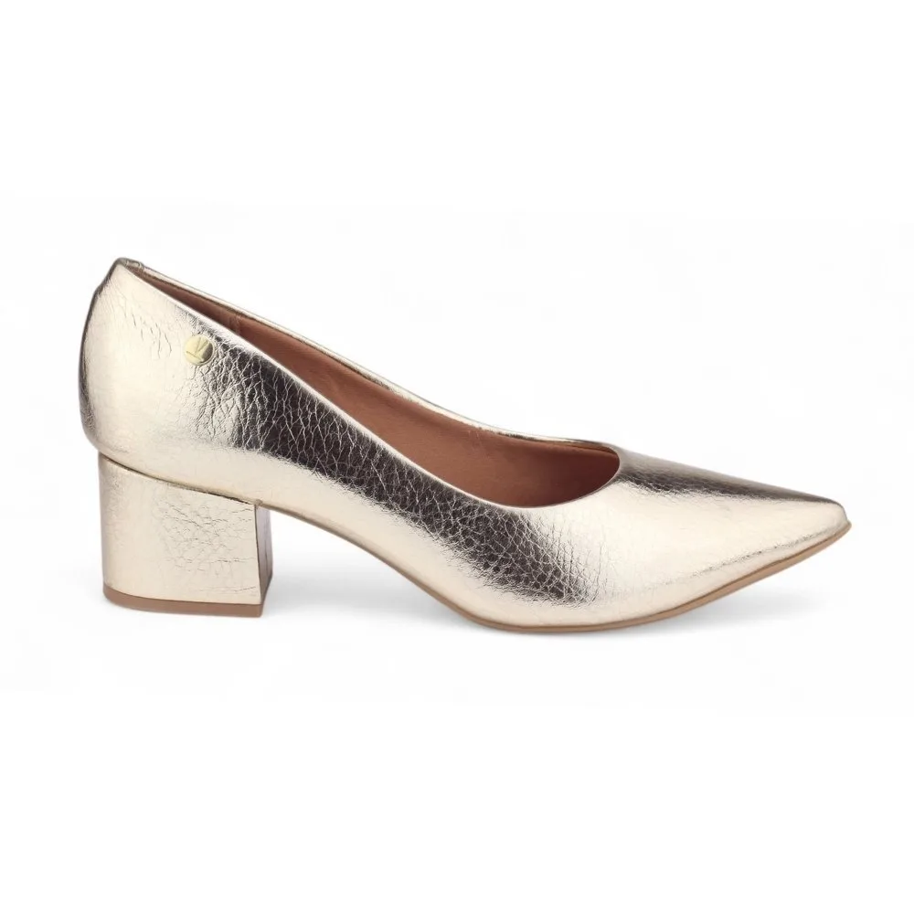 Sapato Feminino Vizzano Metalizado Dubai 1220.315 Salto Bloco
