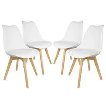 KIT 4 Peças Cadeira Eames Leda Branca Luxo Casa Escritório Combo