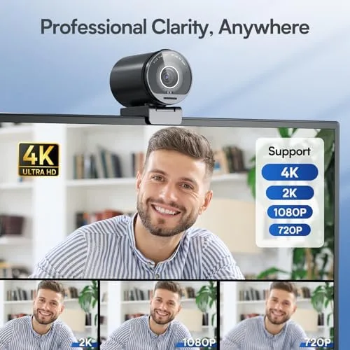 Webcam EMEET SmartCam S800 4K, Sensor Sony 1/2", Foco Automático Duplo PDAF e ToF, 1080p 60FPS, 2 Microfones com Cancelamento de Ruído