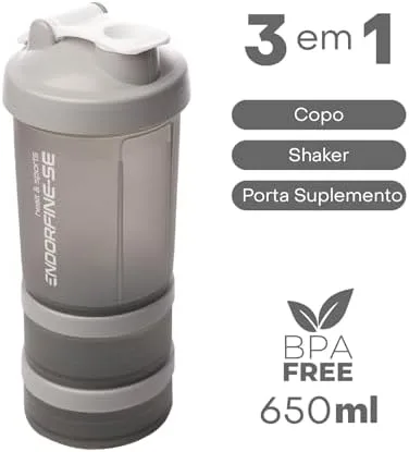 LYOR - Coqueleira shaker 3 em 1 - Performance Cinza 650ml