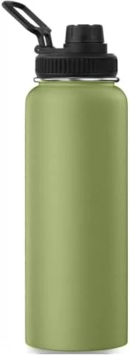 Garrafa Térmica Duplamente Isolada a Vácuo, 1200ml, Mantém Bebidas Quentes por 8 Horas e Geladas por 12 Horas (Verde)