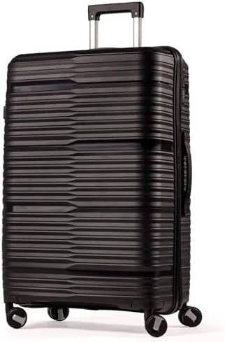 Mala Grande De Viagem 32Kg Polipropileno 8 Rodas 360 Giratória Para Despachar Rígida Leve Tamanho G Viajem Internacional Resistente (PRETO, GRANDE)