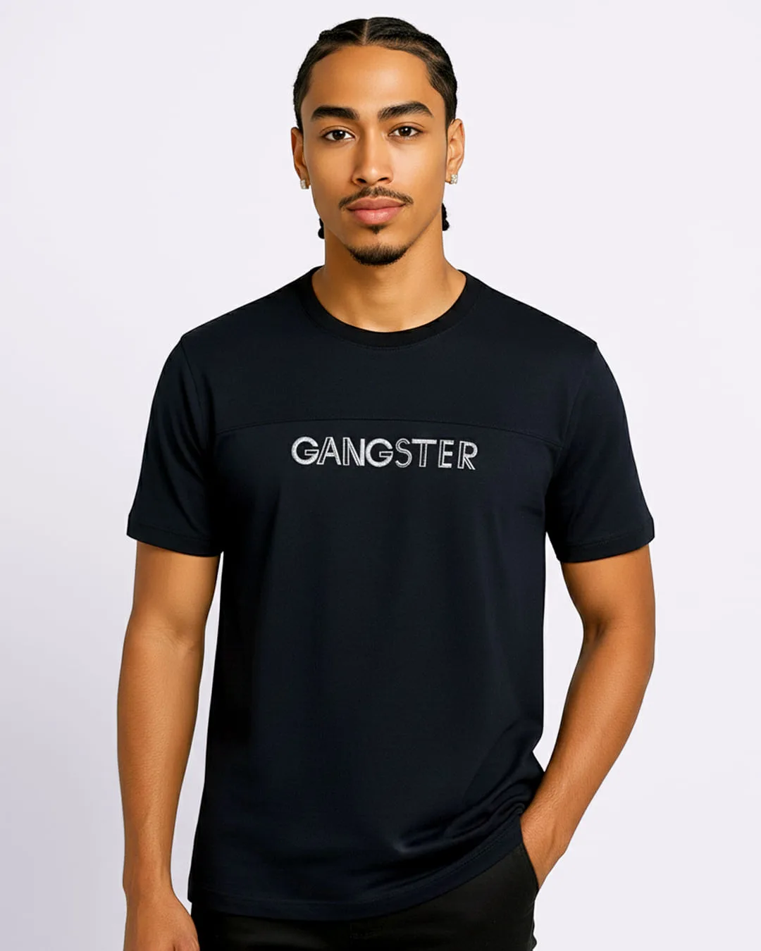 Camiseta Masculina Canelada Gangster Preta