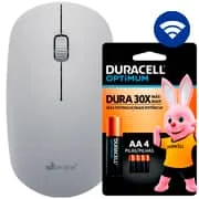 Mouse sem fio, 1200DPI, Cinza, MW253, App-Tech + Pilha Alcalina Duracell Pequena AA, Optim...