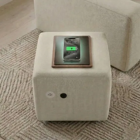 Puff Cargo Inteligente Bege 43 X 43 X 71 Cm