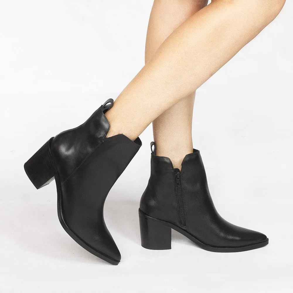 Bota Zatta Cano Médio Bico Fino Georgia Preta Preto