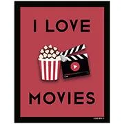 Placa decorativa, I Love Movies, PL466, Legião Nerd BT 1 UN