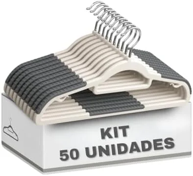 Kit Cabides Adulto Antideslizante para Roupas Tok Gancho 360º Reforçado Resistente (50)