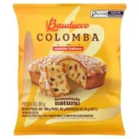 Bolo de Páscoa com Gotas de Chocolate Recheio Mousse de Chocolate Cobertura Chocolate e Chocolate Branco Bauducco Chocolomba Caixa 500g